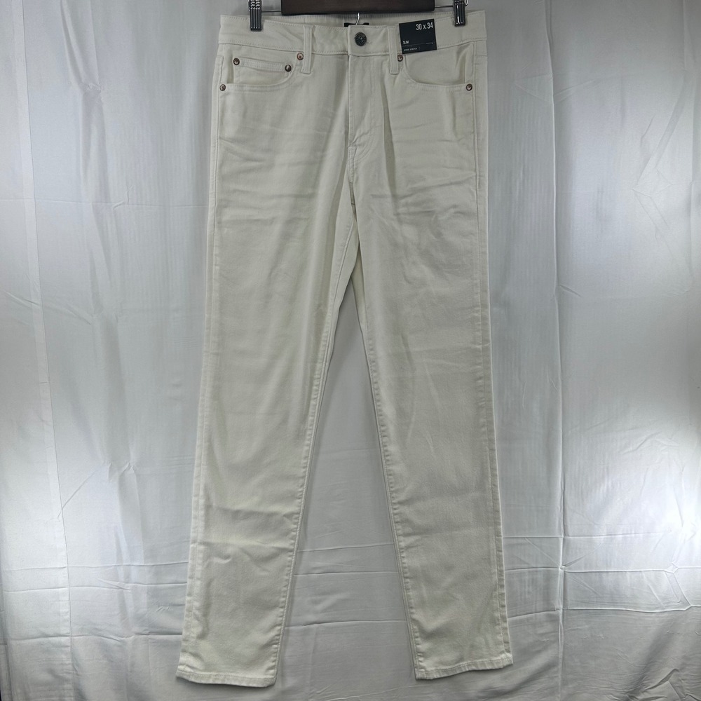 Express Slim‎ Jeans Mens 30x34 Off-White Hyper Stretch NWT